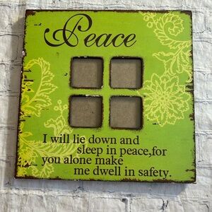 ISAAC JACOBS INT’L DISTRESSED GREEN WOODEN LIKE MULTI PHOTO FRAME STANDS UP